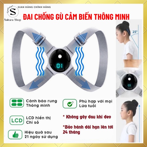 Áo chống gù lưng nam, nữ, trẻ em J3000 - Đai chống gù lưng có cảnh báo rung - lưu được số lần sử dụng Cao Cấp Nhật Bản