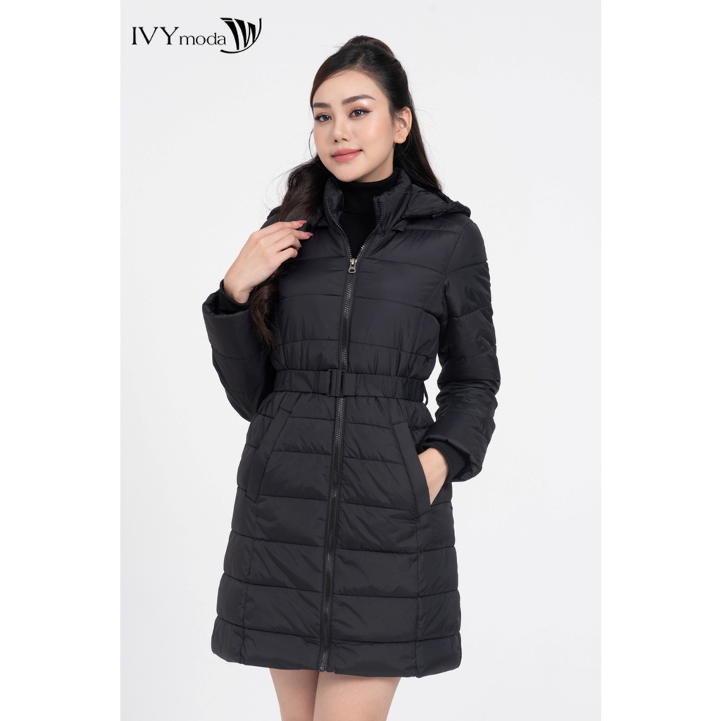 Áo phao nữ dáng dài cổ mũ IVY moda MS 71B8858