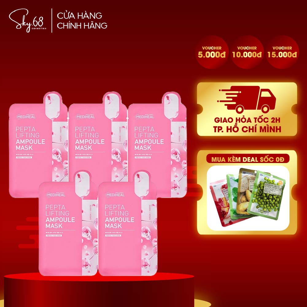 Combo 5 Mặt nạ nâng cơ ngăn ngừa lão hoá Mediheal Pepta Lifting Ampoule Mask 20ml x 5