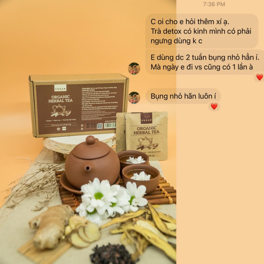 Trà Chuan Nature Detox Organic Herbal Tea Hộp 20 Gói