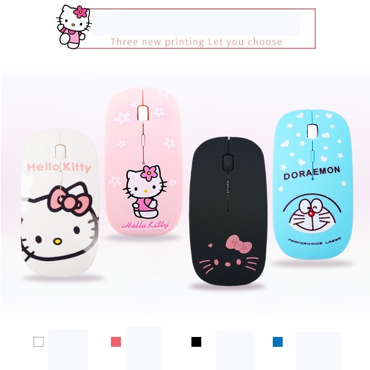 Chuột không dây 2.4GHz Siêu Mỏng Họa Tiết Doraemon / Mèo Máy