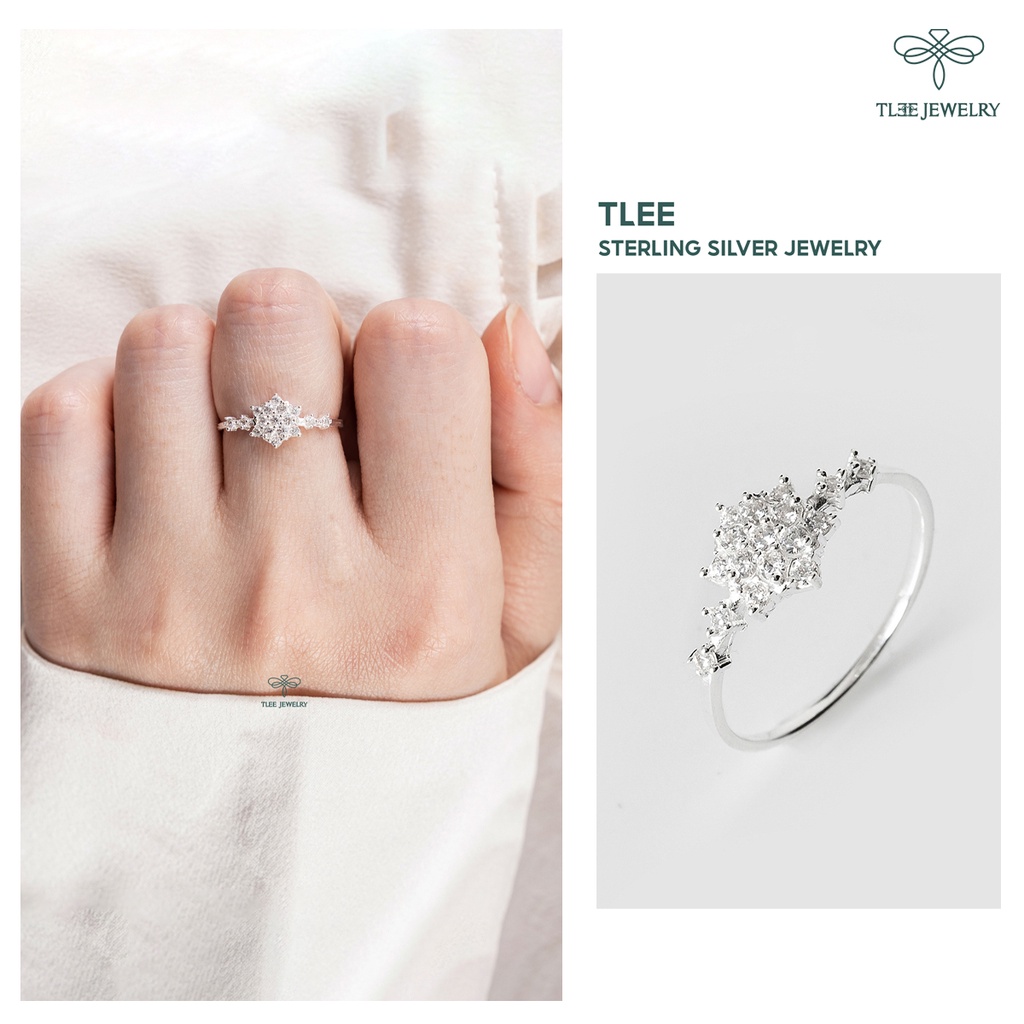 Nhẫn bạc nữ TLEE cánh hoa hoa tuyết đính đá cao cấp TleeJewelry A0253