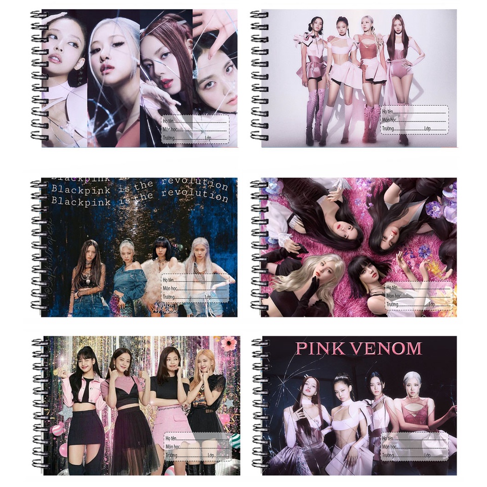 Vở vẽ blackpink lò xo A4 VV4I23 20 tờ thần tượng kpop bangtan gấu đen kumamon hoạt hình cute dễ thương