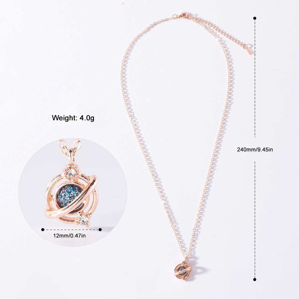 PINKDUDU Vòng cổ Thép Titan Mặt Hình Hành Tinh Đính Đá Hồng PD583