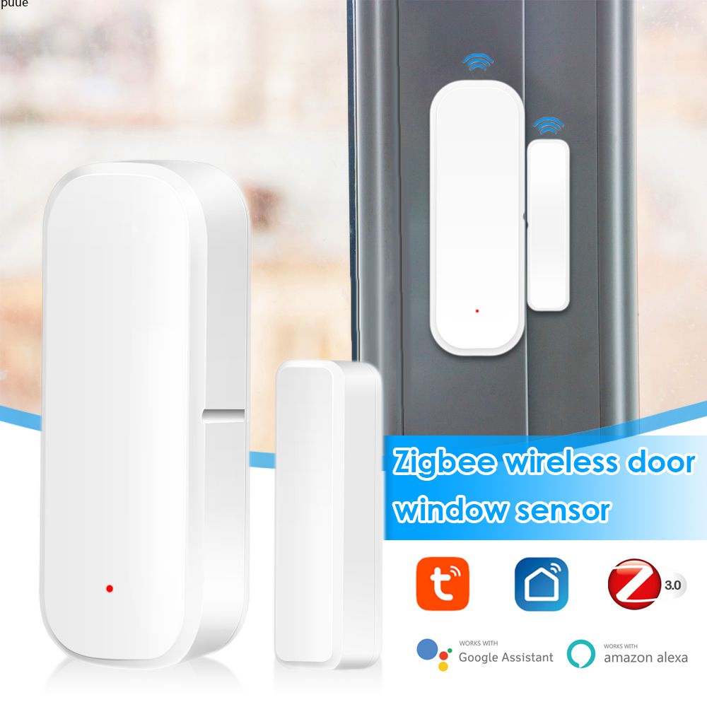 Tuya Cảm Biến Tiếp Xúc Cửa Sổ Zigbee Thông Minh Thiết Bị Phát Hiện Cửa Không Dây Trong Nhà Thông Minh Báo Động Từ Xa Ứng Dụng Đóng/Mở Puue1z