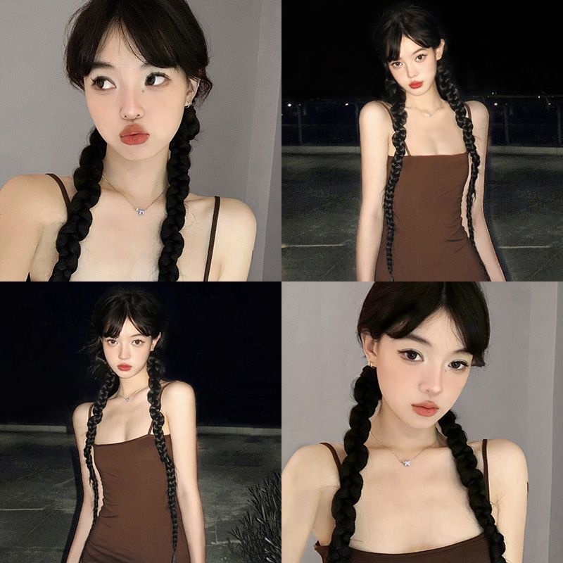 Tóc giả MISS FANCY 70cm thắt bím dài 2 bên