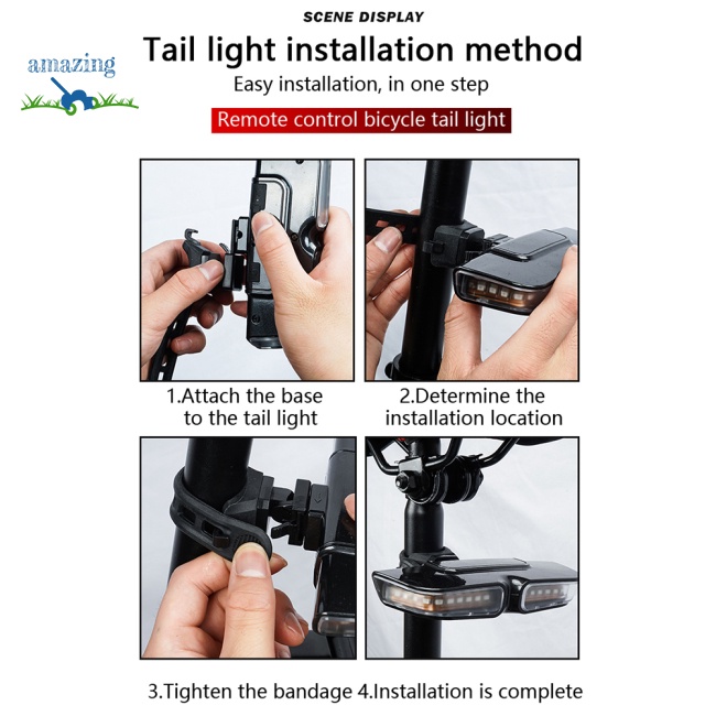 Đèn Đuôi Xe Đạp 20 Bóng Led Tín Hiệu Xi Nhan Chống Nước Sạc Usb