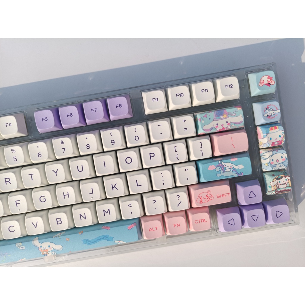 Nắp Đậy Phím XDA PBT 75% 65% 135% In Hình Chú Chó Màu Tím Oải Hương Dễ Thương