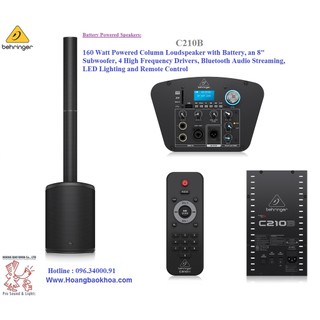 C210b loa column behringer -có chức năng thu/phát bluetooth - công suất :160 watt với pin sạc, loasiêu trầm 8 "