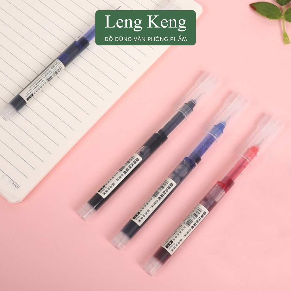Bút gel Leng Keng bút bi nước xanh đen đỏ ngòi 0,5mm ống lớn viết chữ đẹp B51