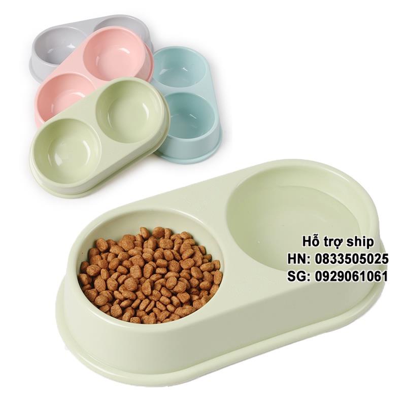 Bát nhựa đôi đựng thức ăn cho chó mèo