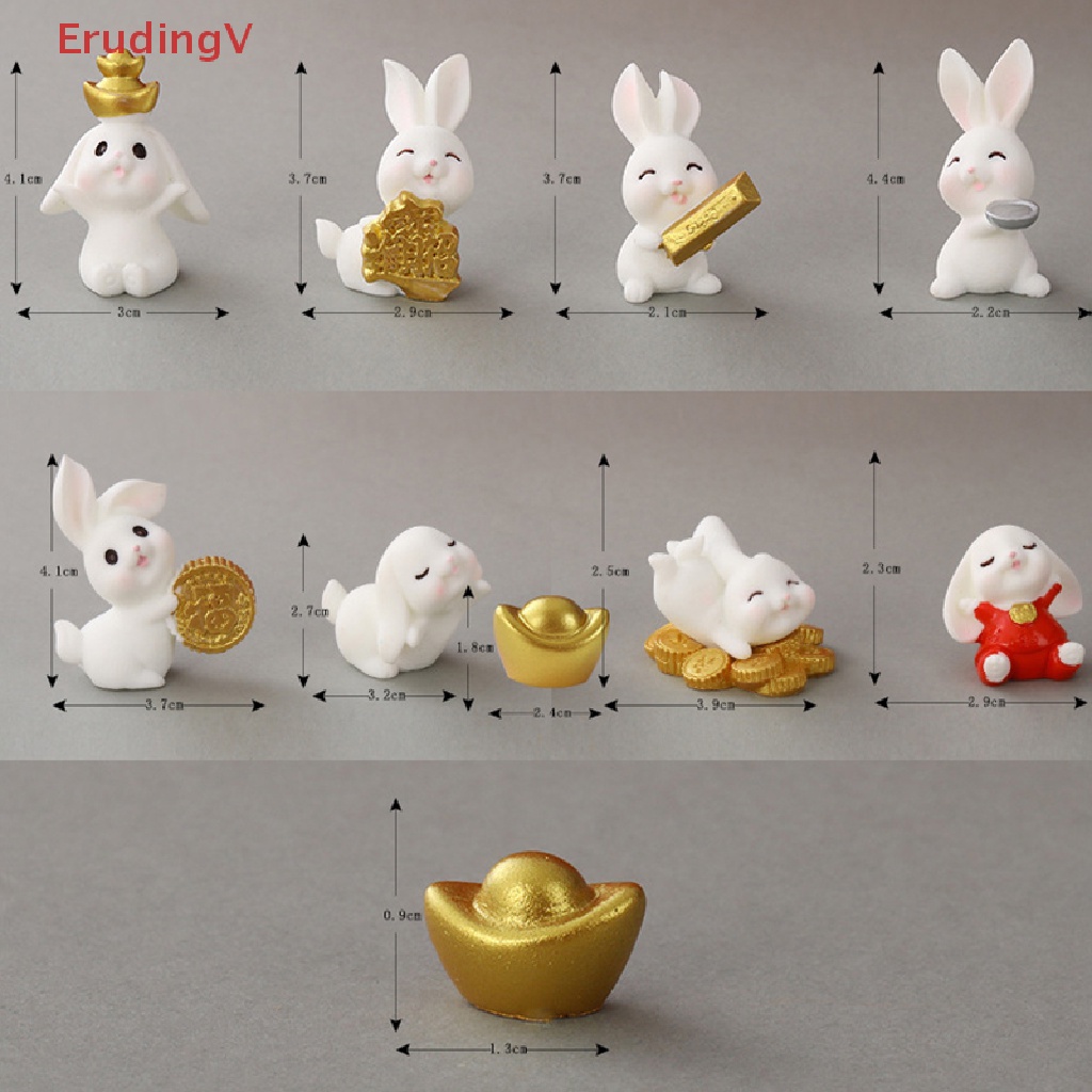 1 Chú Thỏ Giáng Sinh / Năm Mới Bằng Nhựa Resin Dễ Thương Dùng Trang Trí Tiểu Cảnh