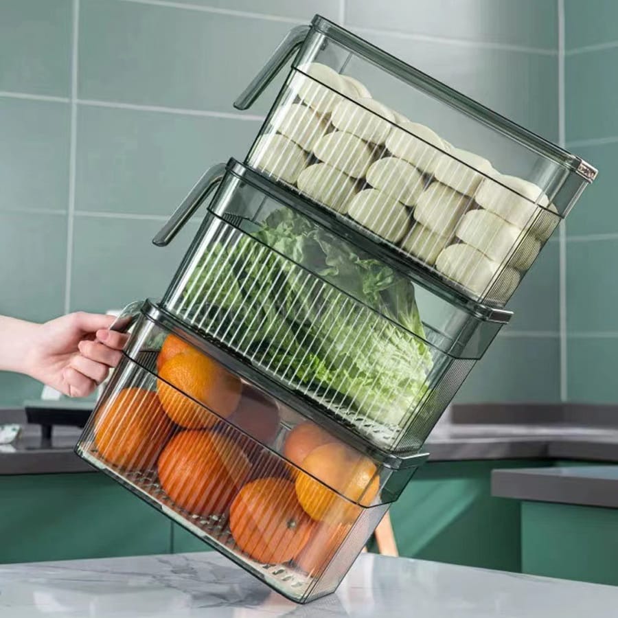 Hộp Đựng Thực Phẩm Tủ Lạnh Có Tay Cầm, Hộp Đựng Đồ Tách Nước Chất Liệu Nhựa Cao Cấp An Toàn