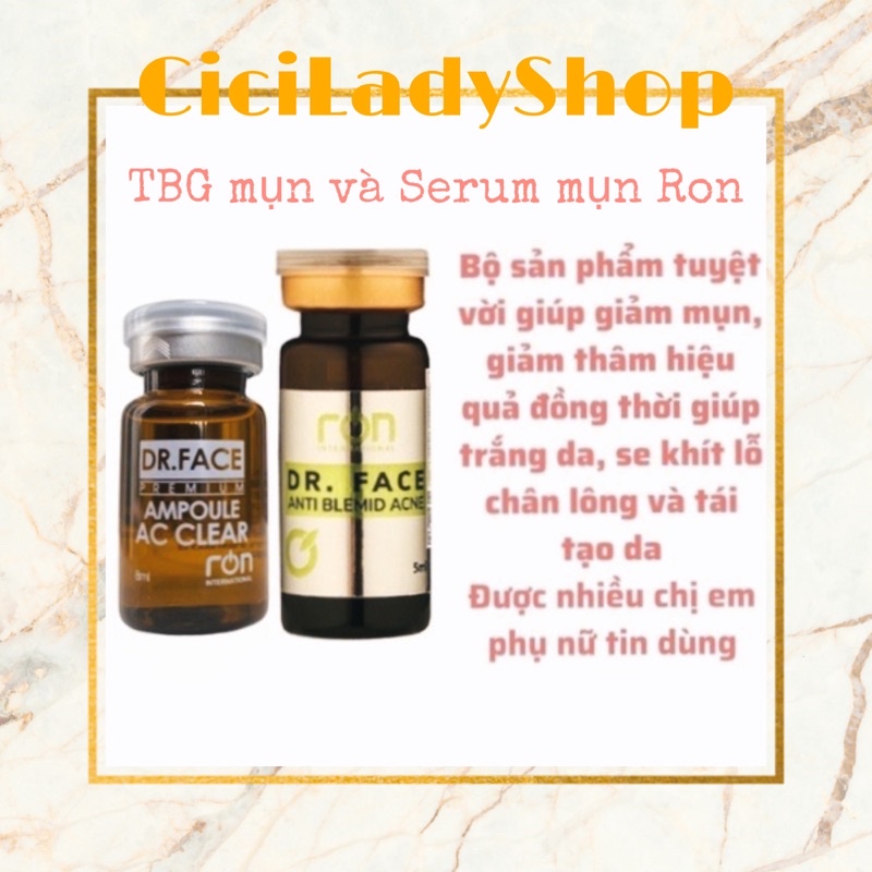 Date mới Bộ sản phẩm giảm mụn thâm, se khít lỗ chân lông (Tế bào gốc mụn Serum mụn Dr. Face Ron