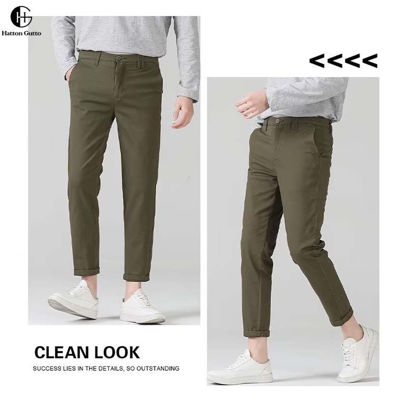 Hattongutto COD OOTD  Quần Dài Dáng Rộng Màu Trơn Phong Cách Nhật Bản Thời Trang Mùa Thu 2022 Cho Nam