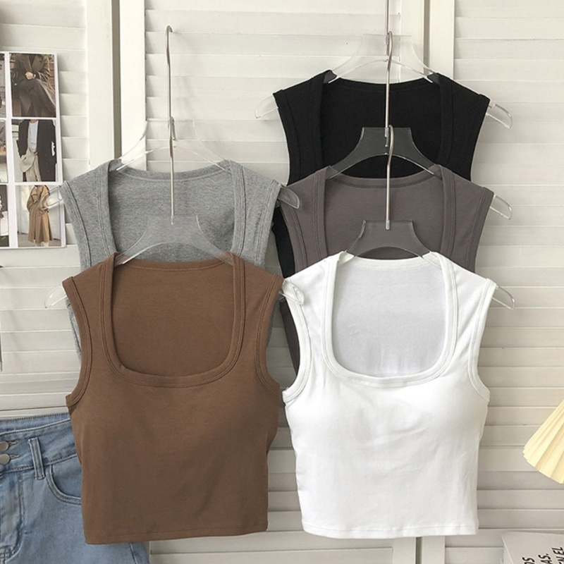 Áo Croptop Sát Nách Cổ Vuông Có Giá Đỡ Thời Trang Cho Nữ