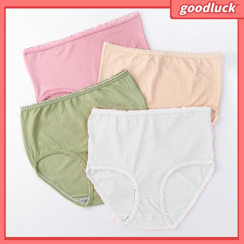 &lt; Golk &gt; Quần Lót Nữ Lưng Cao Màu Trơn Viền Ren Không Đường May Nâng Hông Sâu