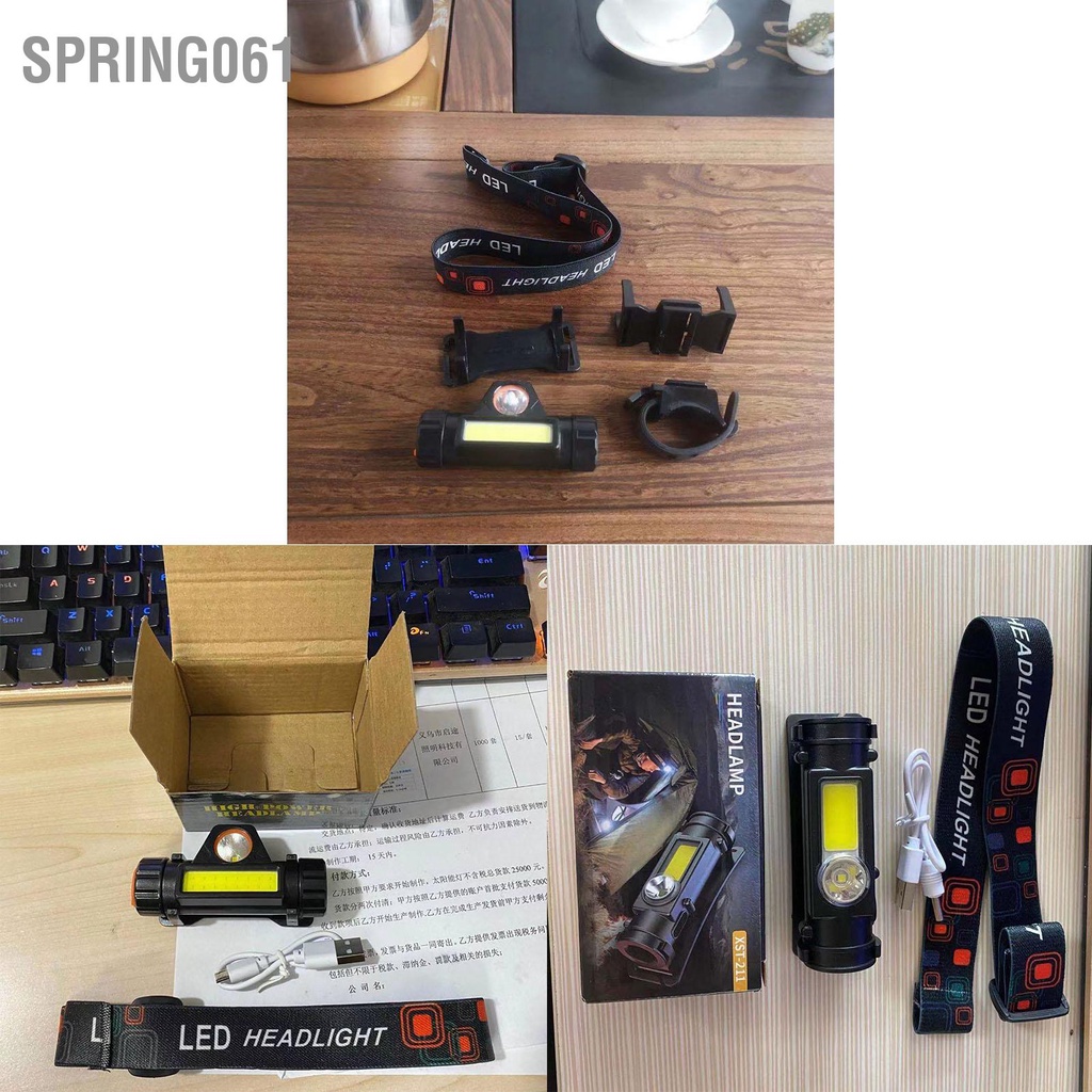 Spring061 Sạc USB Đèn Pha Đa Năng Mạnh Pin Nam Châm LED Đội Đầu Cho Cắm Trại Ngoài Trời Câu Cá