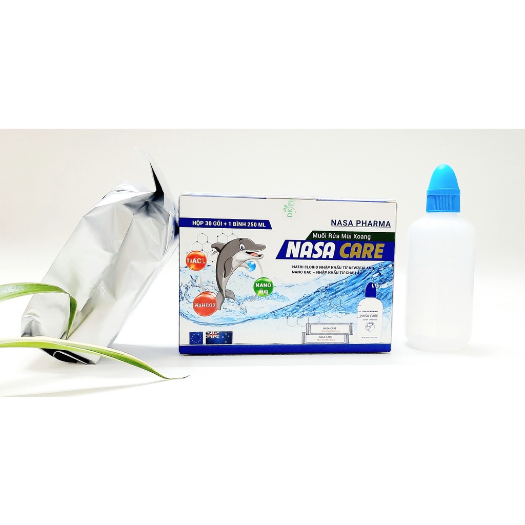 Muối & Bình rửa mũi xoang NASA CARE chứa Nano Bạc (tiêu chuẩn Anh và Mỹ) sạch bụi bẩn hợp cho người bị viêm mũi dị ứng