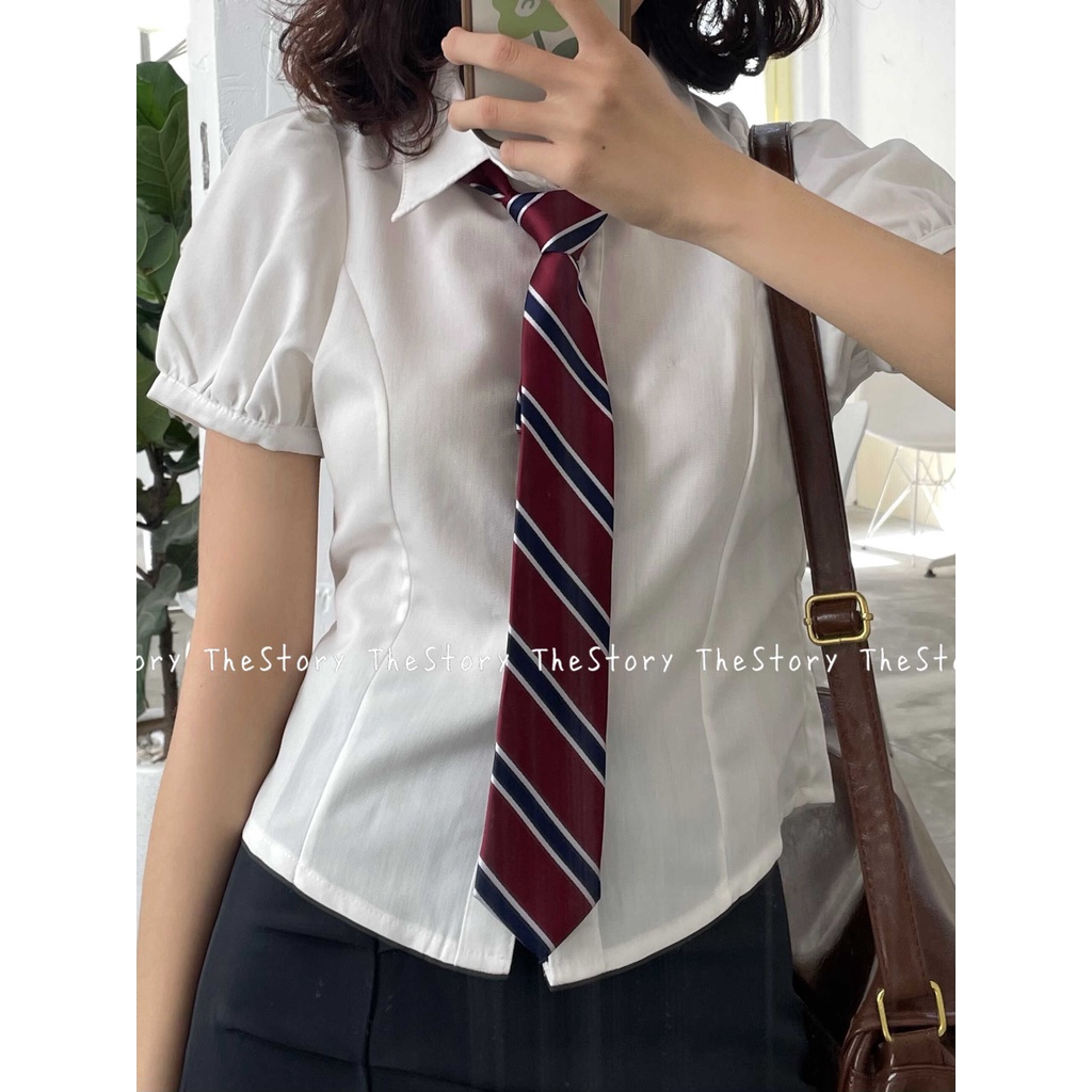 Set áo sơ mi trắng và cà vạt đỏ  S639