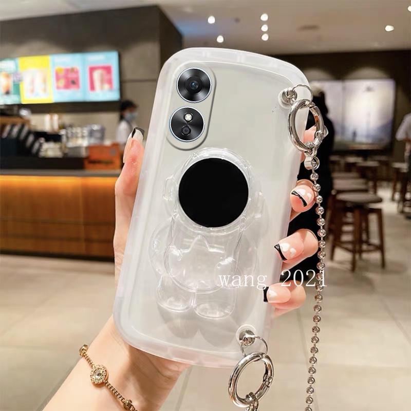 Ốp Điện Thoại Dẻo Trong Suốt Họa Tiết Phi Hành Gia Kèm Dây Đeo Cho OPPO Reno8 T 5G 4G Reno 8T 8 T 2023