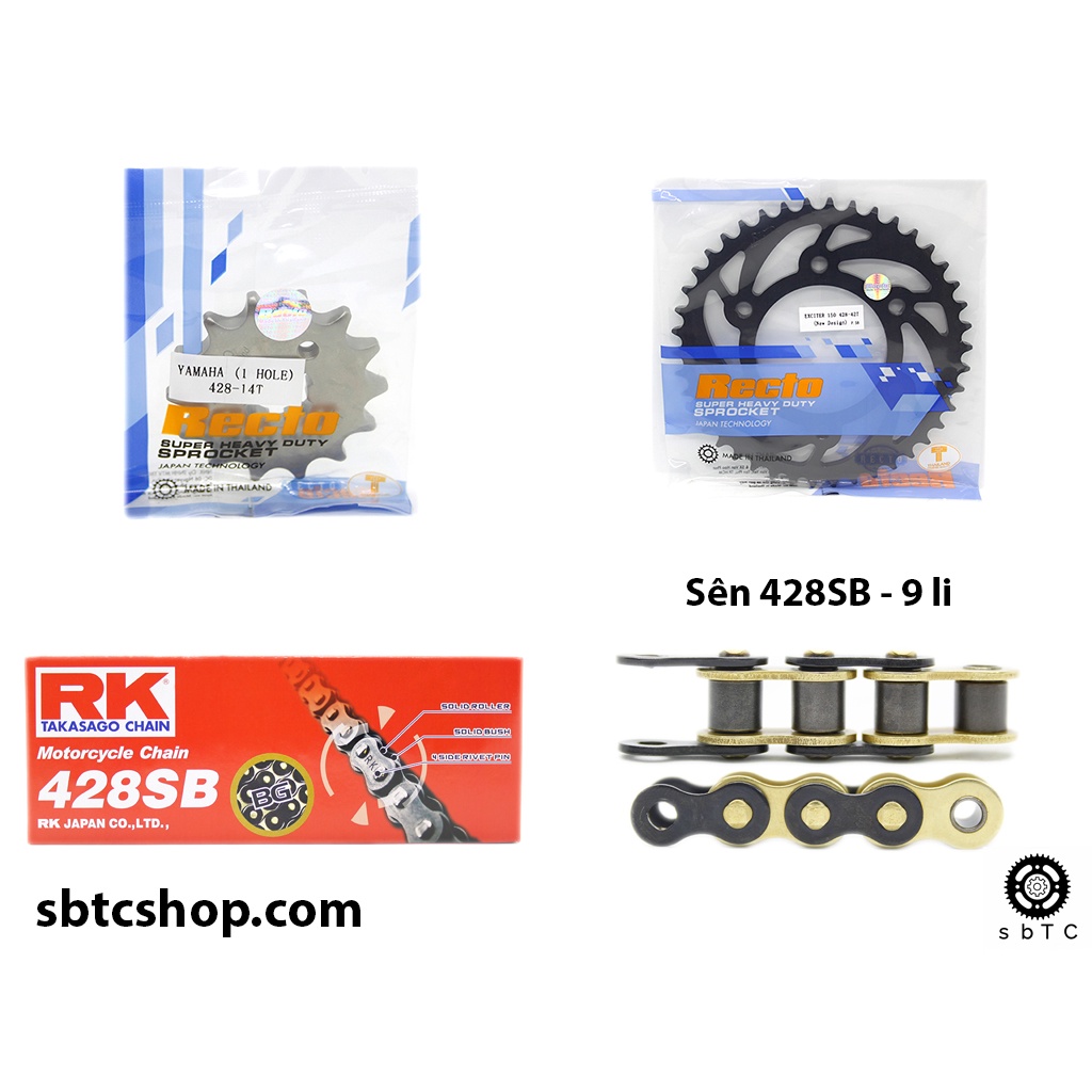 NSD Nhông dĩa RECTO sên RK vàng đen Exciter 150 chính hãng