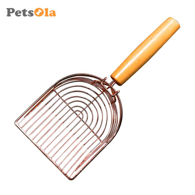 Xẻng xúc đất PETSOLA bằng kim loại tay cầm gỗ cho mèo