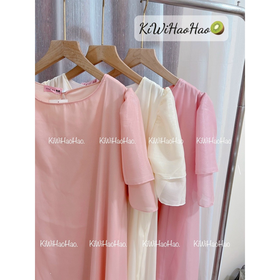 Đầm bầu váy bầu thiết kế thời trang mùa hè mặc đi tiệc đi chơi Voan Tơ hai lớp