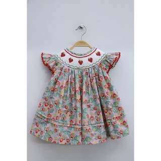 Đầm smock dâu đỏ