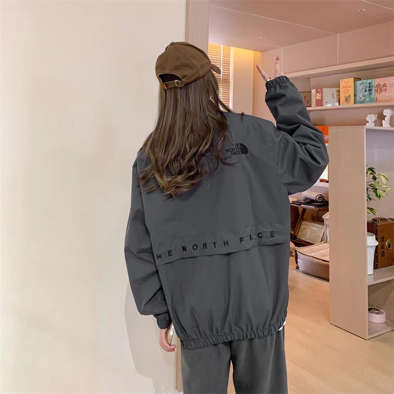 Áo Khoác Gió Thêu Logo The North Face Phối Khóa Kéo Chống Thấm Nước Thời Trang Cho Cặp Đôi