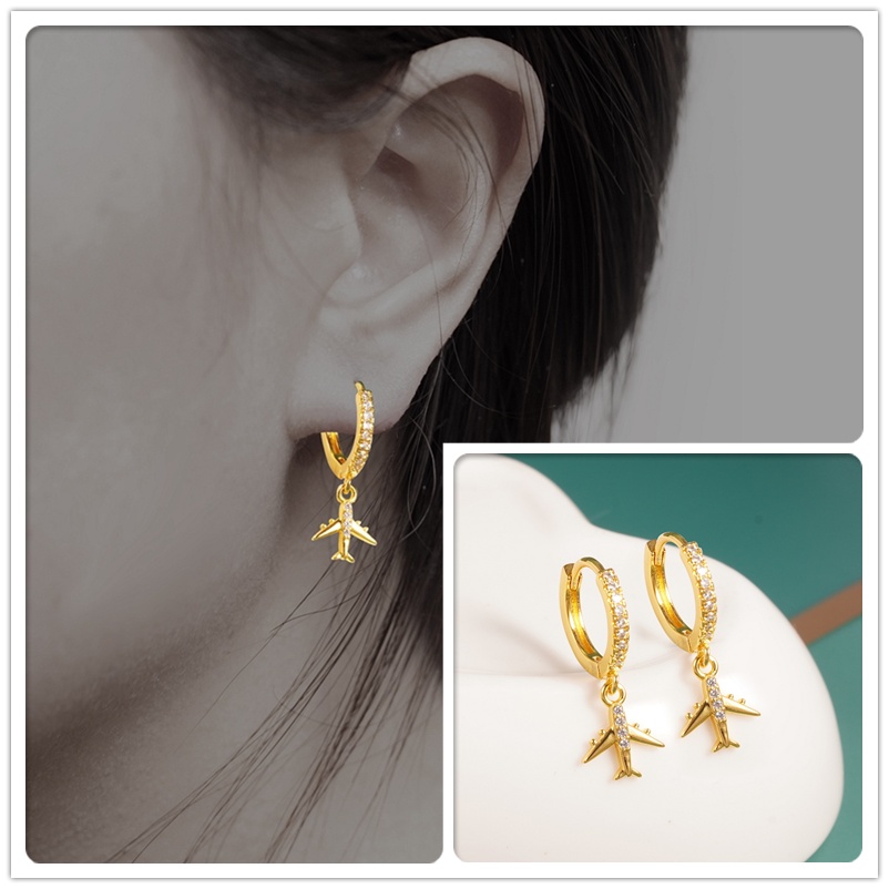 Khuyên Tai Tròn Mạ Vàng 18K Đính Đá Zircon Thời Trang