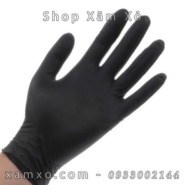 Găng tay đen không bột siêu dai dùng trong ngành xăm - dụng cụ xăm sài gòn