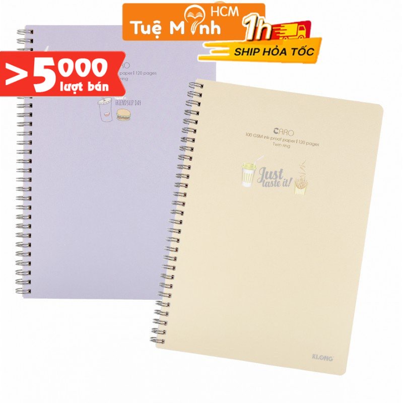 Vở 120 trang VPPTUEMINH caro 5x5 B5 Klong Ms 575  Bìa nhựa gáy lò xo kép - cuốn tập sổ Klong