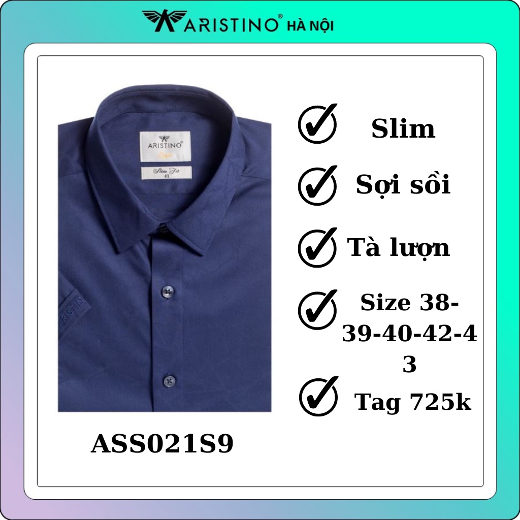 Áo sơ mi ngắn tay Aristino sợi sồi kết hợp sợi Polyspun mềm mịn  ASS021S9