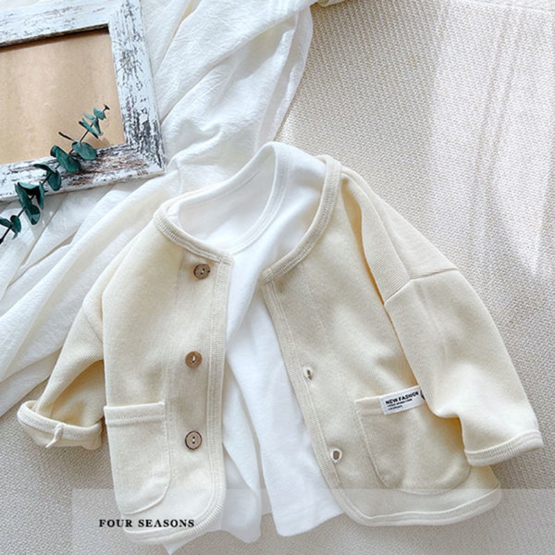 Áo Khoác Cardigan Dáng Rộng Cổ Tròn Thoải Mái Đa Năng Cho Bé Trai Và Gái Mới
