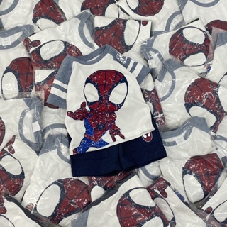 Set bộ áo cotton kết hợp quần da cá Spiderman cho bé trai size từ 10-24 cân