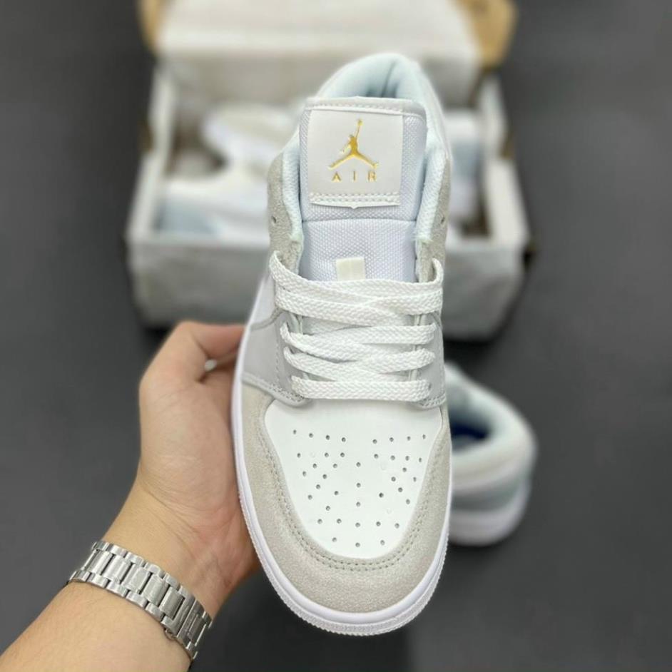 Giày thể thao jordan xám xanh paris ,Giày jd low 1 cổ thấp xám gót xanh nam nữ đầy đủ phụ kiện bill box *