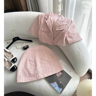 SET CROP DẠ CỔ VEST CHÂN VÁY