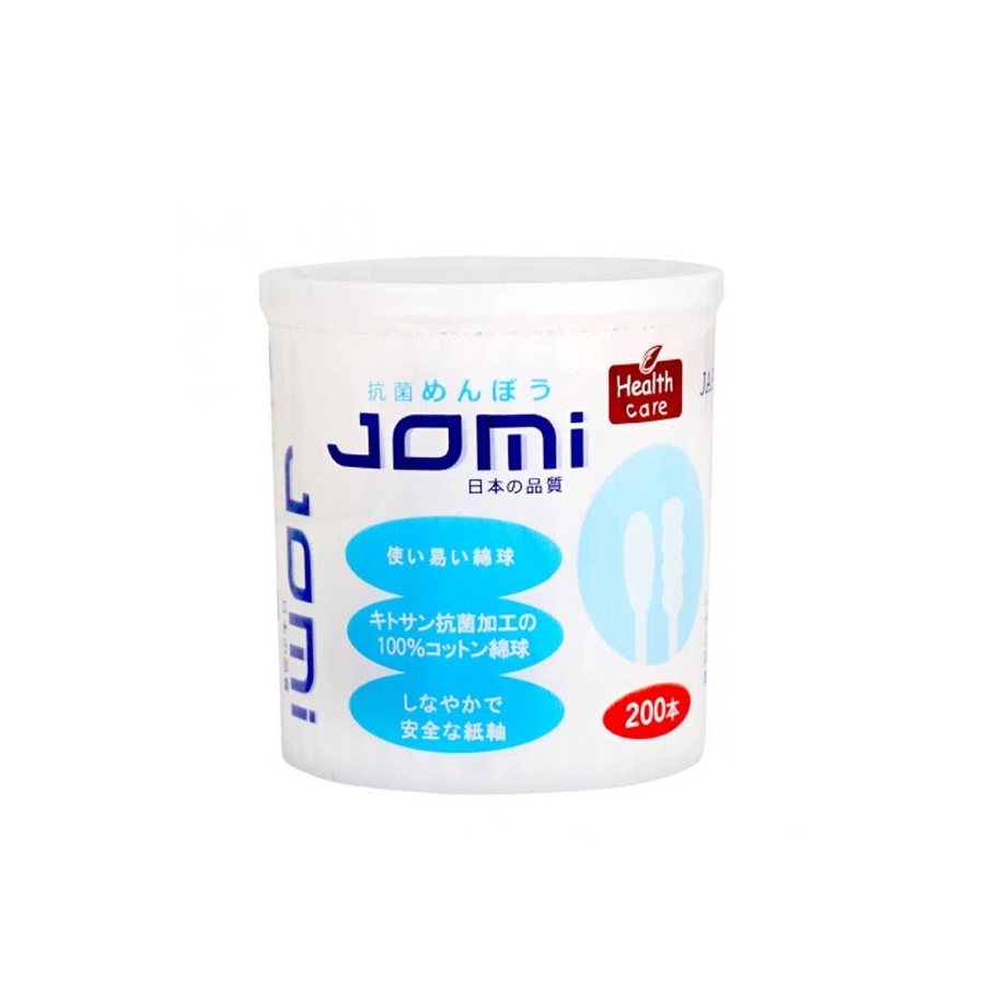 Tăm bông kháng khuẩn Jomi thân giấy đầu to,  nhỏ ngoáy lấy ráy tai, trang điểm, vệ sinh rốn, mắt, mũi, trẻ sơ sinh