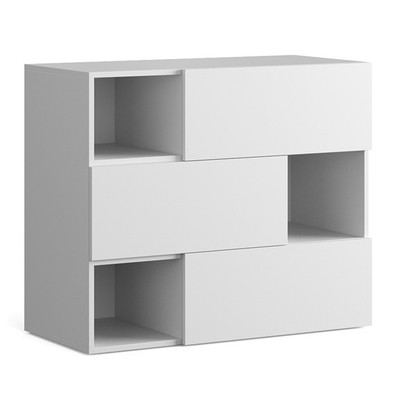 NEVA, Tủ lưu trữ đồ dùng 3 tầng DRA_262, 100x45x84cm, tủ gỗ Scandi Home