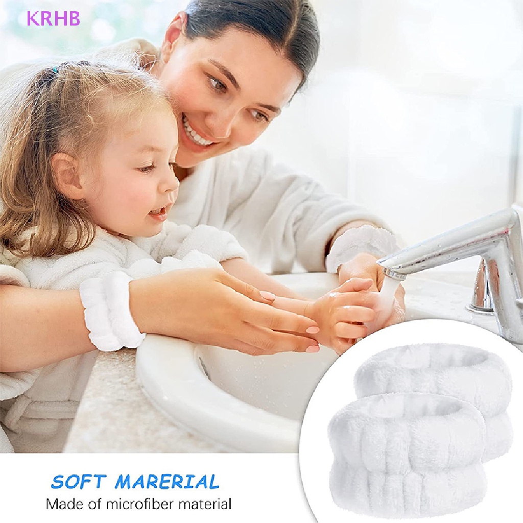 Set 2 Băng Đeo Cổ Tay Bằng Lông Cừu San Hô Dùng Rửa Mặt / Cổ Tay Mới