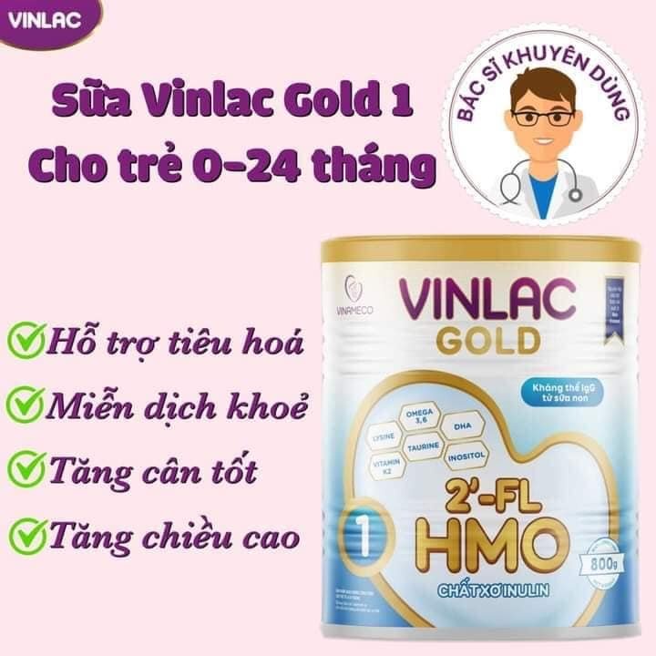 Freeship_Combo 2 lon Vinlac Gold 1 800g tặng búa hơi - dành cho bé từ 0-24 tháng