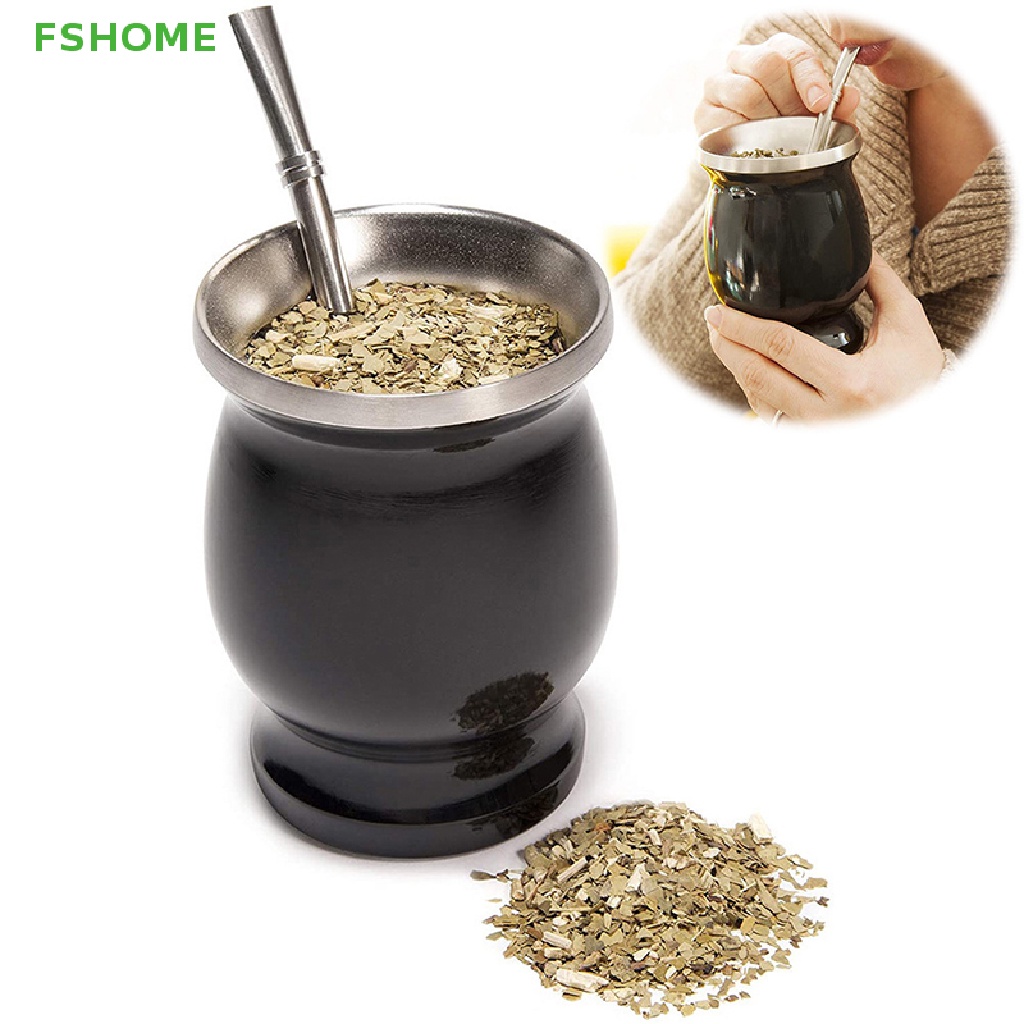Bộ Cốc Uống Trà Hai Lớp Bằng Thép Không Gỉ FSHOME Yerba Mate
