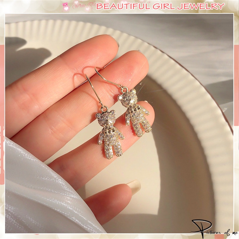 Khuyên Tai Nữ Trang Dáng Dài Tạo Hình Chú Gấu Độc Đáo