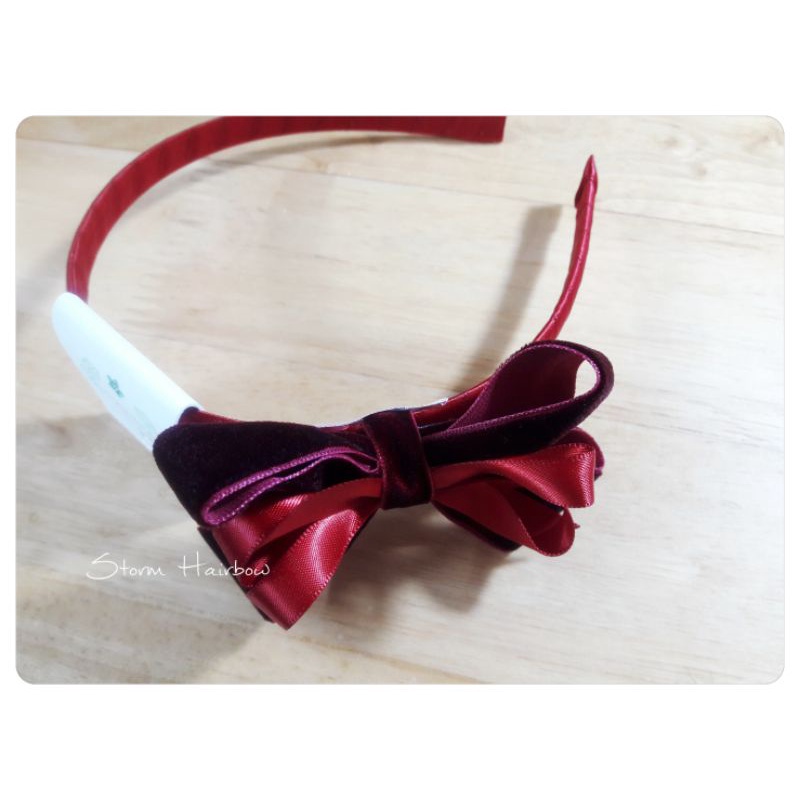Bờm nhung đỏ cho bé Storm Hairbow