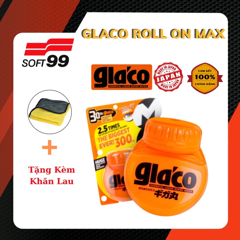 PHỦ NANO KÍNH XE Ô TÔ CỠ ĐẠI GLACO ROLL ON MAX 10363 SOFT99 - MADE IN JAPAN