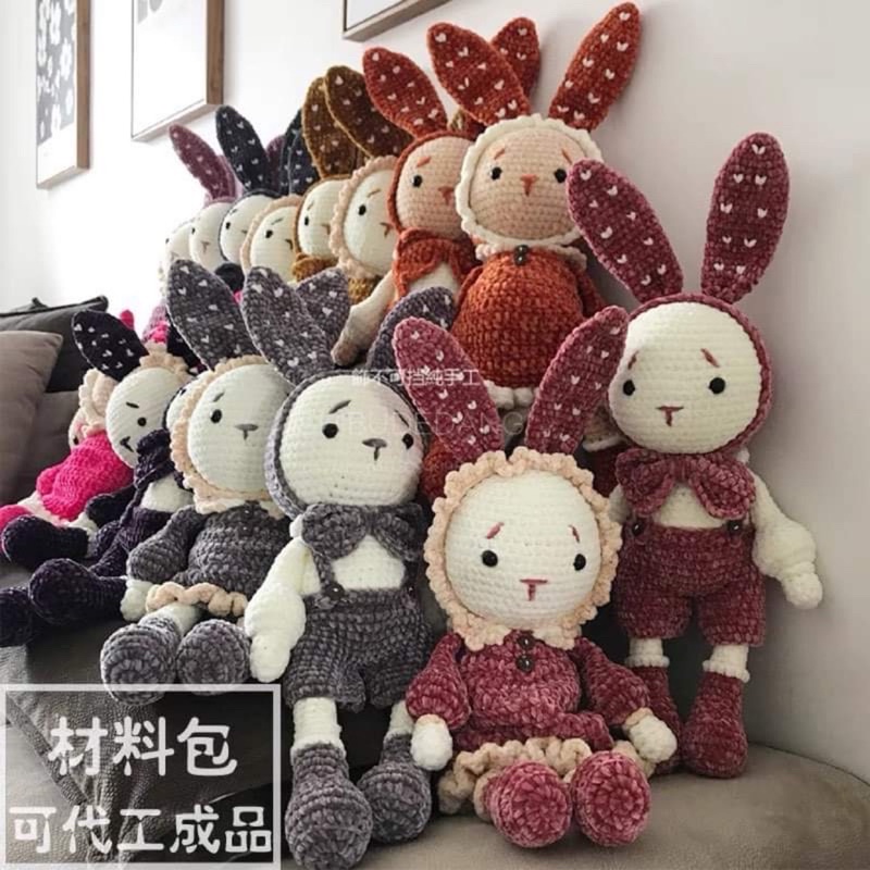 Set len tự móc Diy - thỏ tai dài 60cm