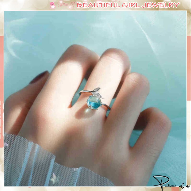 Nhẫn Hở Mạ Bạc 925 Hình Nàng Tiên Cá Dễ Thương Xinh Xắn Cho Nữ