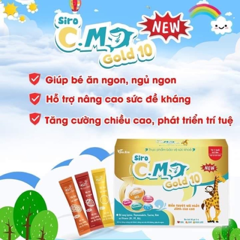 Siro Cá mập Gold 10 Chính Hãng mẫu Mới 3 Vị nguyên hộp 30 gói