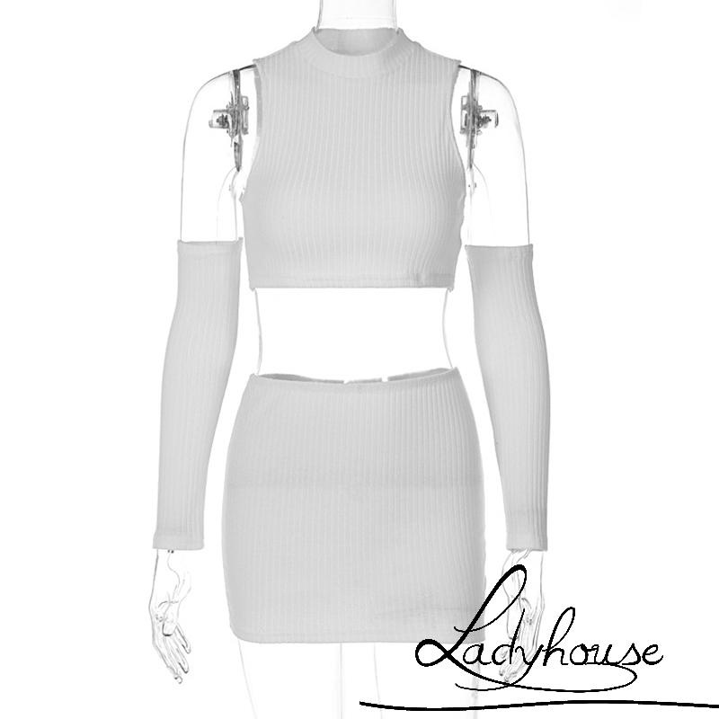 Bộ Áo Tank Top Không Tay Và Chân Váy Mini Màu Trơn Thời Trang Mùa Hè Cho Nữ